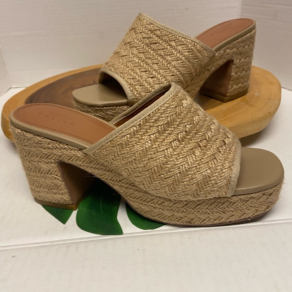 ASOS Raffia Burlap Block Heels - Picture 2 of 12